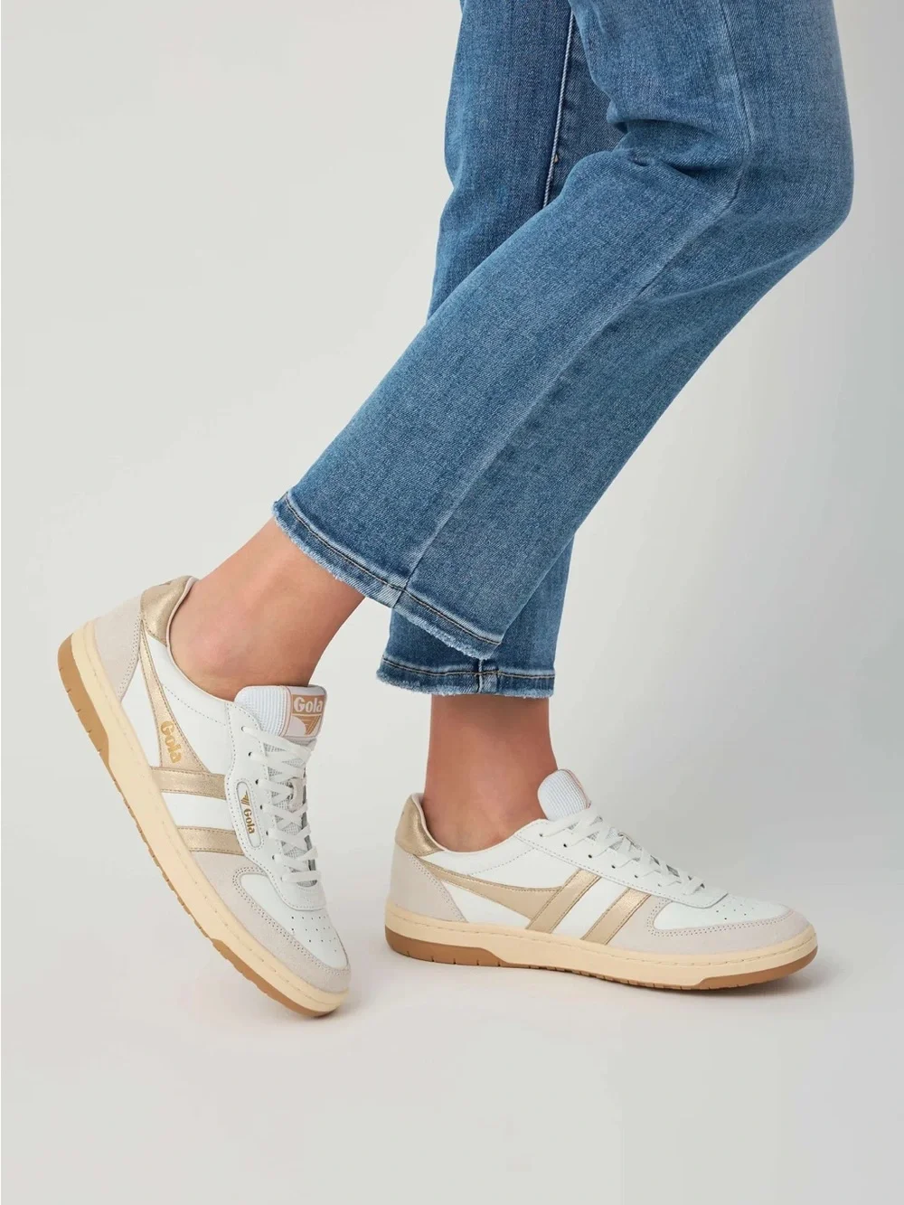 Gola Exclusive Hawk Metallic Sneakers in Silver Gold Shimmer 7.5